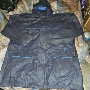Men's Dark Blue Raincoat with Hood